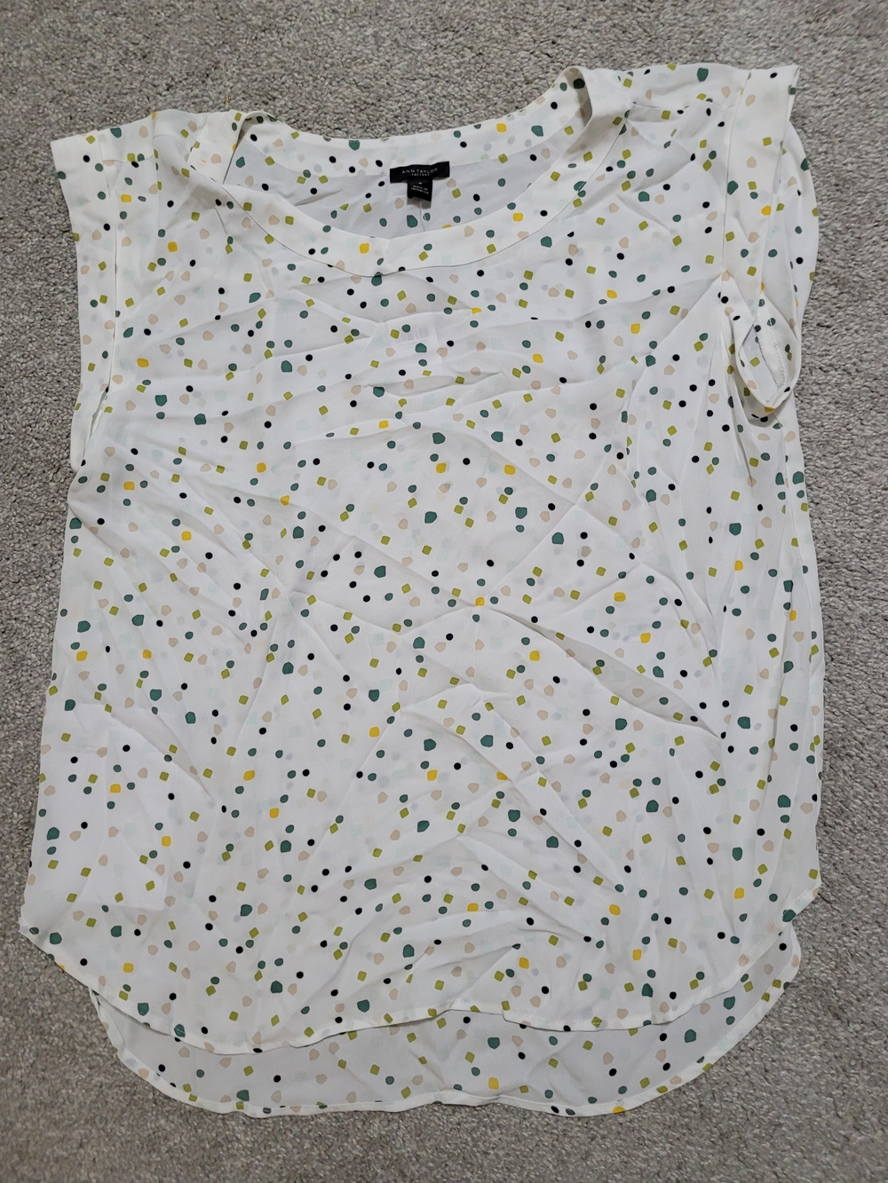 Ann Taylor White Polka Dot Sleeveless Camisole with Multicolor Spots